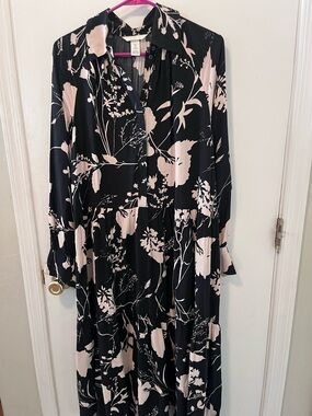 H&M Black Maxi Dress with Blush Floral Print